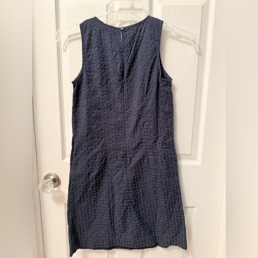 Banana Republic Navy Blue Eyelet Sleeveless Tank Dress Cotton Size 0. EUC AD - Picture 3 of 4